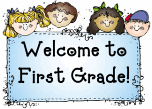 4 kids holding a sign that says welcome to fist grade
