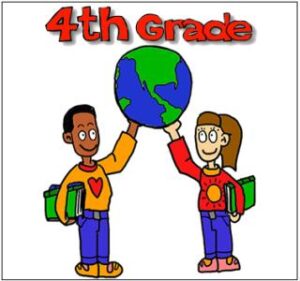 two students holding up an earth and a banner that reads, 