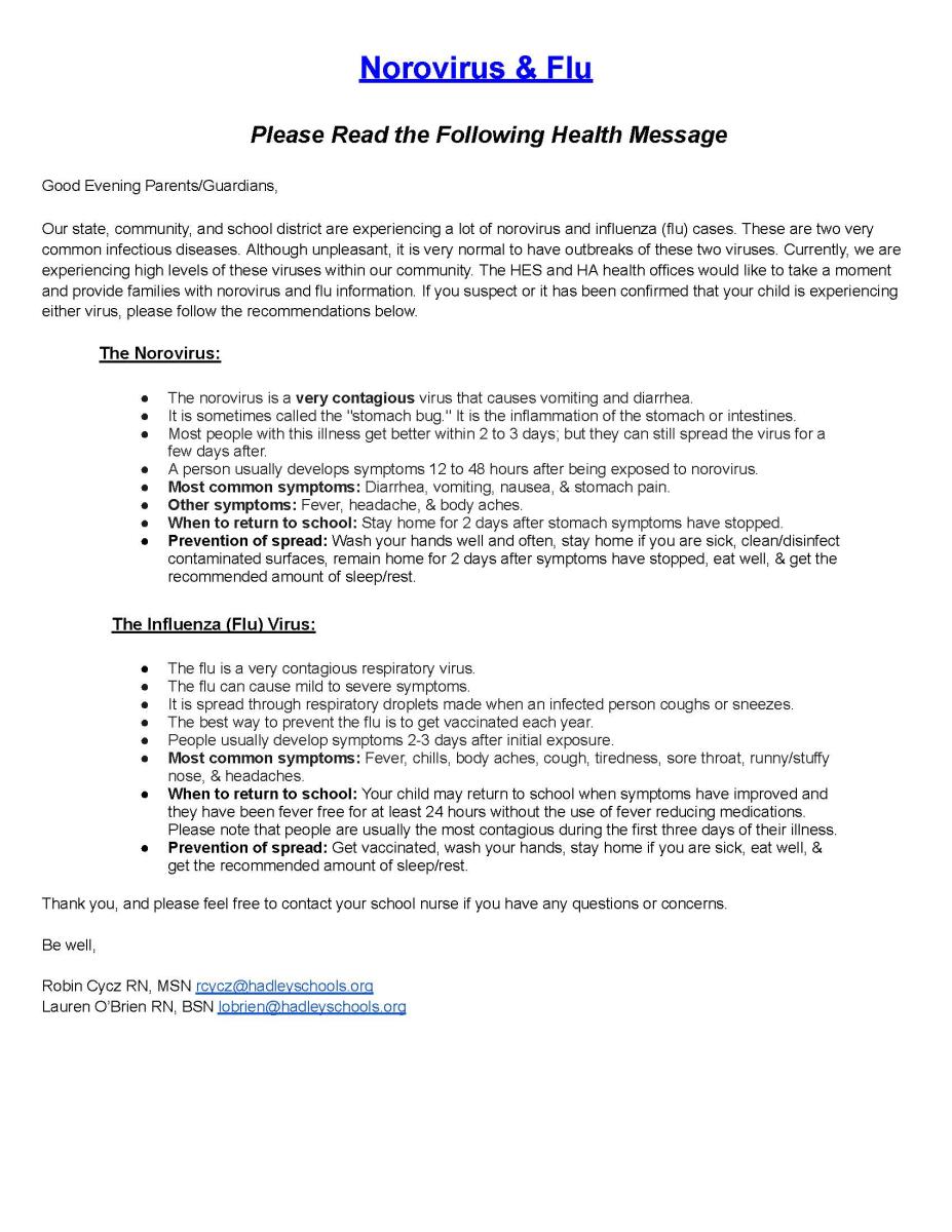 Health message about norovirus