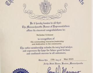 Hopkins Academy Student, Nick Uchneat Presented Award